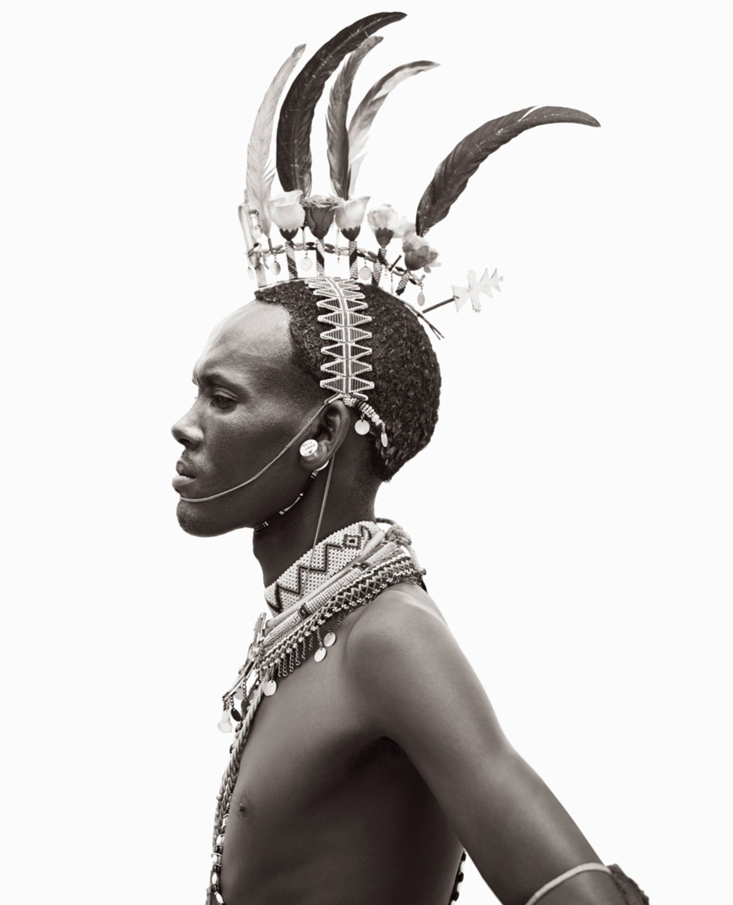 Tribal warrior feathers profile