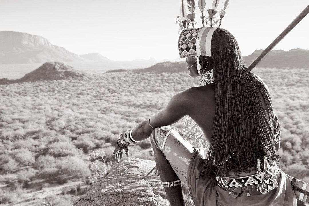 Warrior overlooking valley